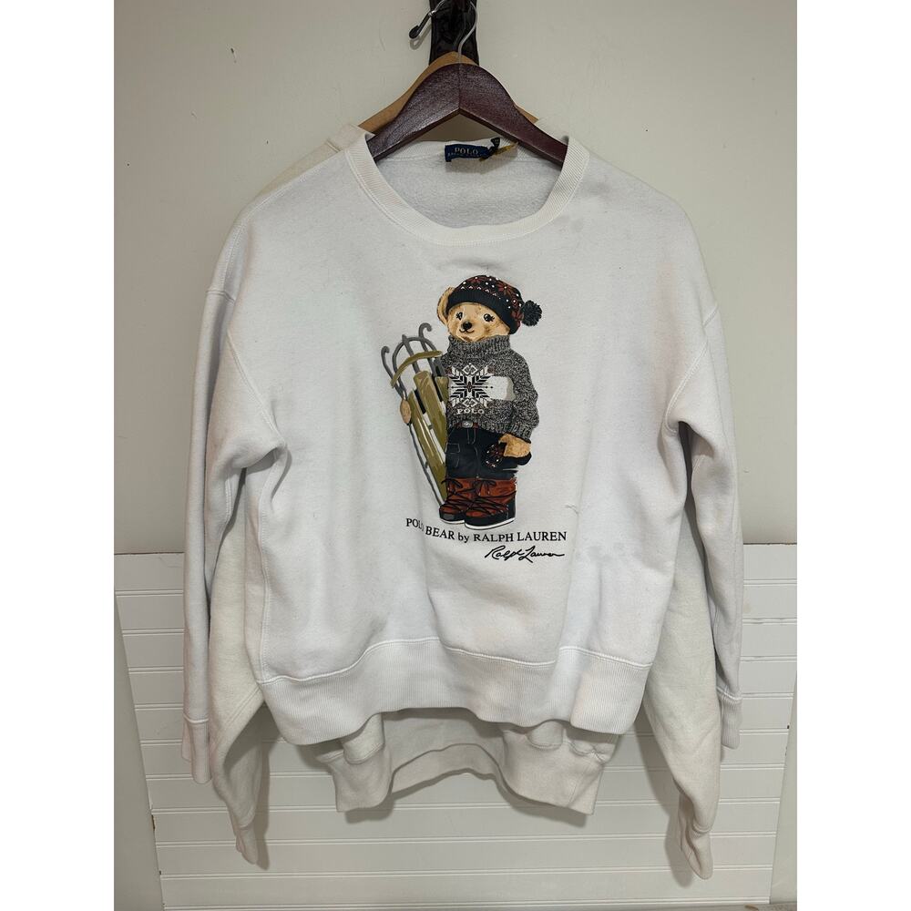 Ralph Lauren Women Top Rare Polo Bear Fleece Sweatshirt M Limited Edition - Picture 1 of 4